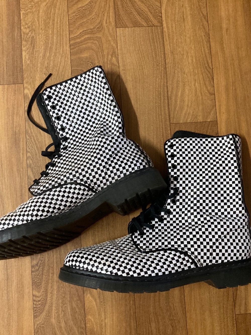 Dr. Martens 1490 Avery Black & White Checked Checkerboard Vintage Rare Mens 14